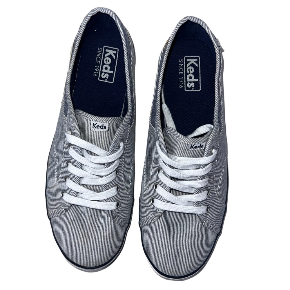 Keds Gray Pinstripe Lace-Up Sneakers | Women’s 8.5 - Picture 5 of 8
